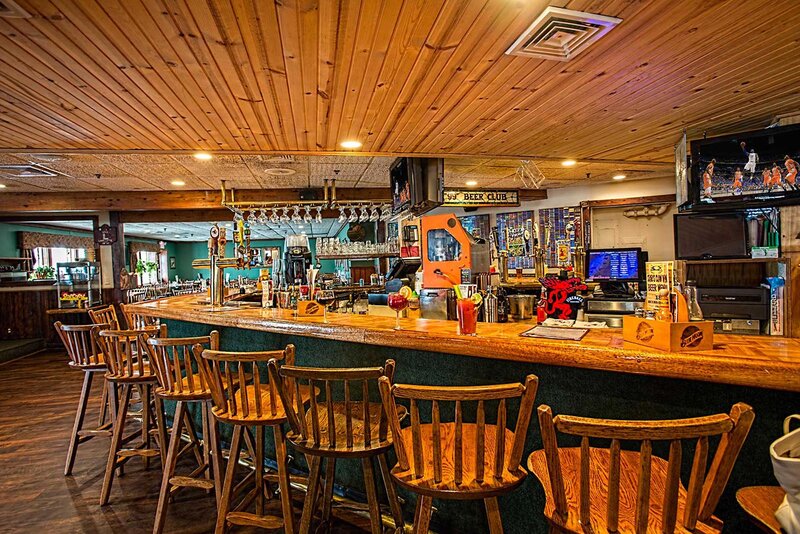 Bar area with cocktails on bar top