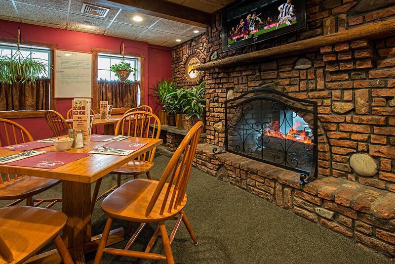 Dining room with fireplace